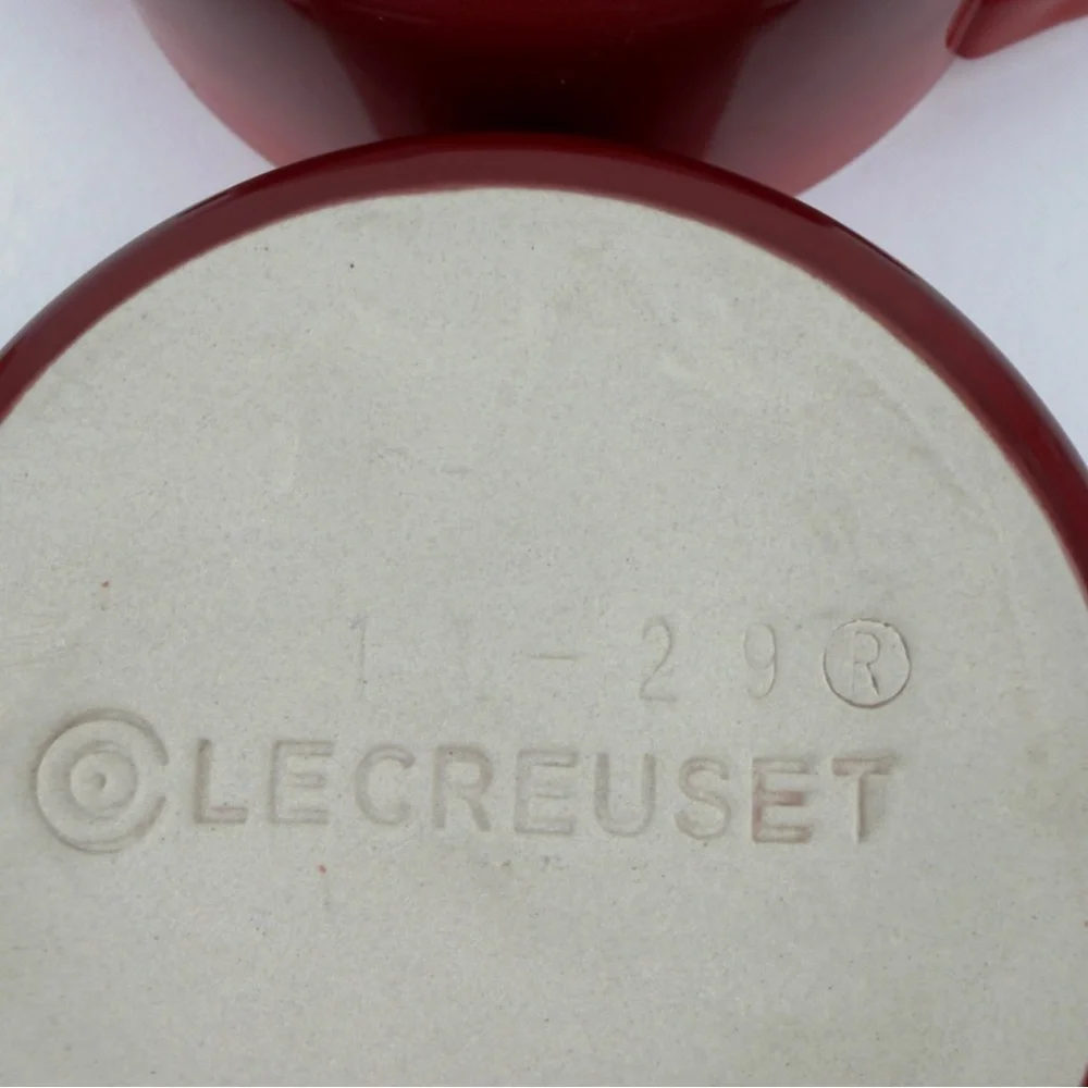 Le Creuset Cerise Red 8 oz Mini Round Cocotte Stoneware Set of 2 New